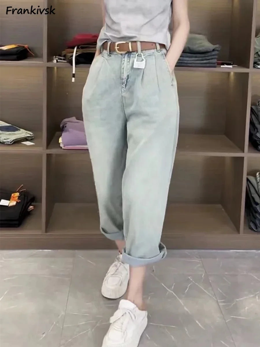 Y2K Harem women’s Jeans  Maxi High Baggy Elegant Bleached 2024 Norm core Fashion Ladies pants
