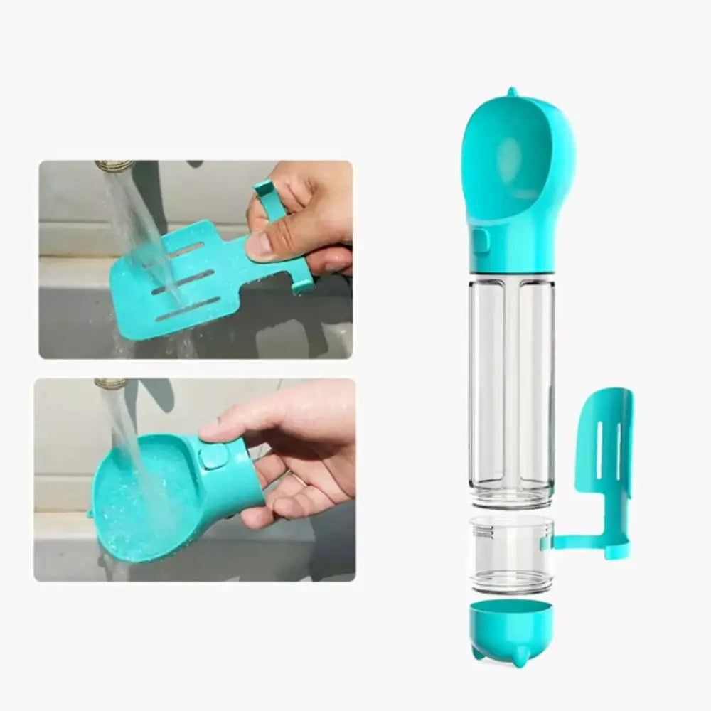 300/500ml 3-in-1 Leak-Proof Pet Water & Food Dispenser with Trash Bag Box and Shovel – Portable Dog Water Bottle and Food Feeder for Puppies and Dogs