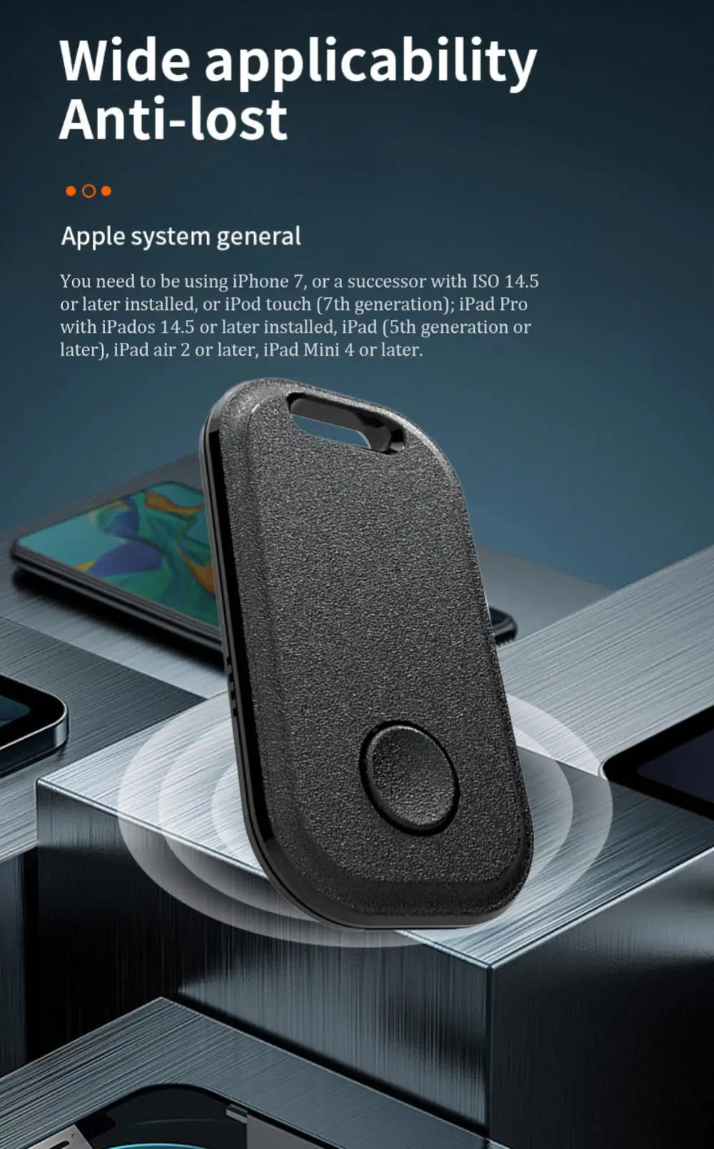 Smart GPS MFI-Rated Locator Bluetooth iTag Tracker for App, Anti-Lost Reminder, Global Positioning, Vehicle, Wallet, and Pet Finder Airtag