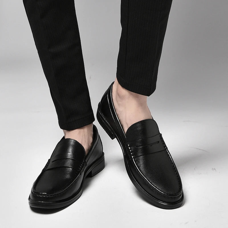 Italian Luxury Penny Men Shoes Male Business Loafers Moccasin Genuine Casual Flats Slip-On Walking Hollow Out Shoes
