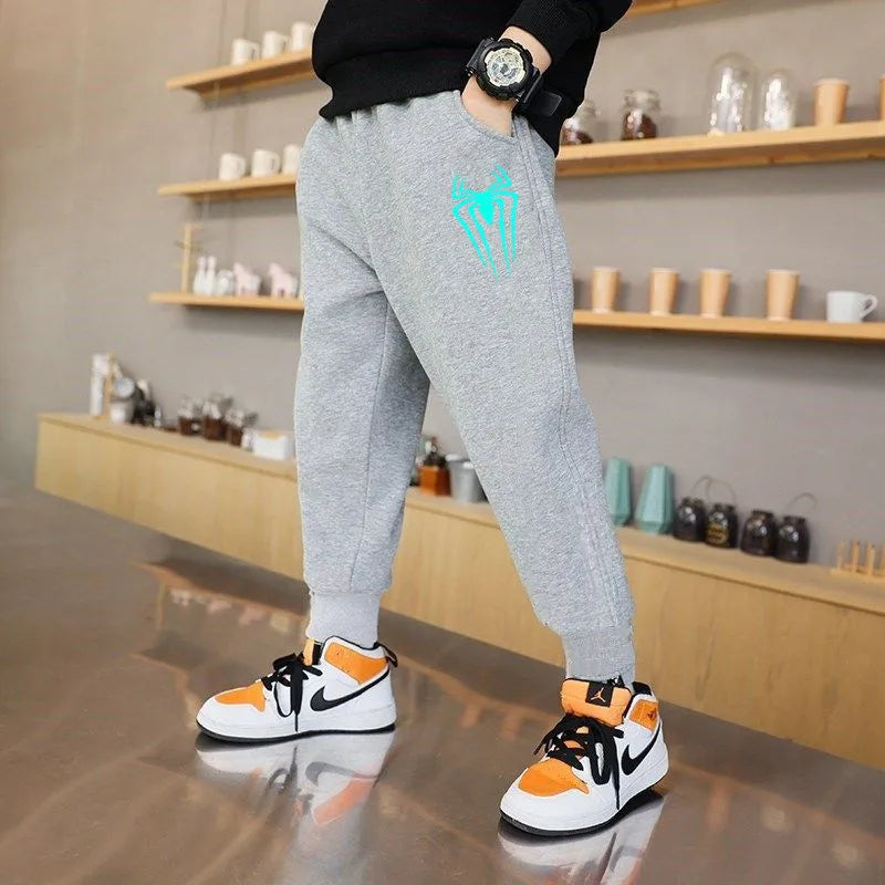 EnerGlow Kids’ Lightning Joggers – Soft Cotton Sports Trousers with Glow-In-The-Dark Print & Handy Side Pockets