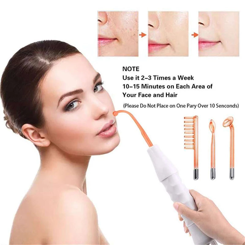 4-in-1 High-Frequency Facial Wand – Galvanic Therapy Tool for Acne, Anti-Aging, Hair Growth & Skin Care