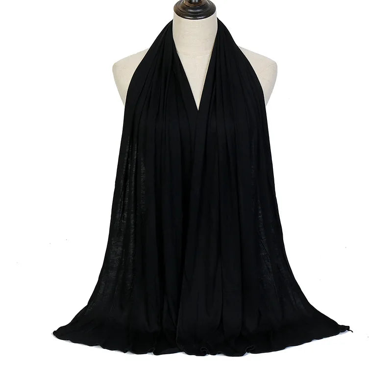 Cotton Jersey Hijab Scarf Long Shawl Plain Soft Turban Tie Head Wraps For Women Headband 170x60cm