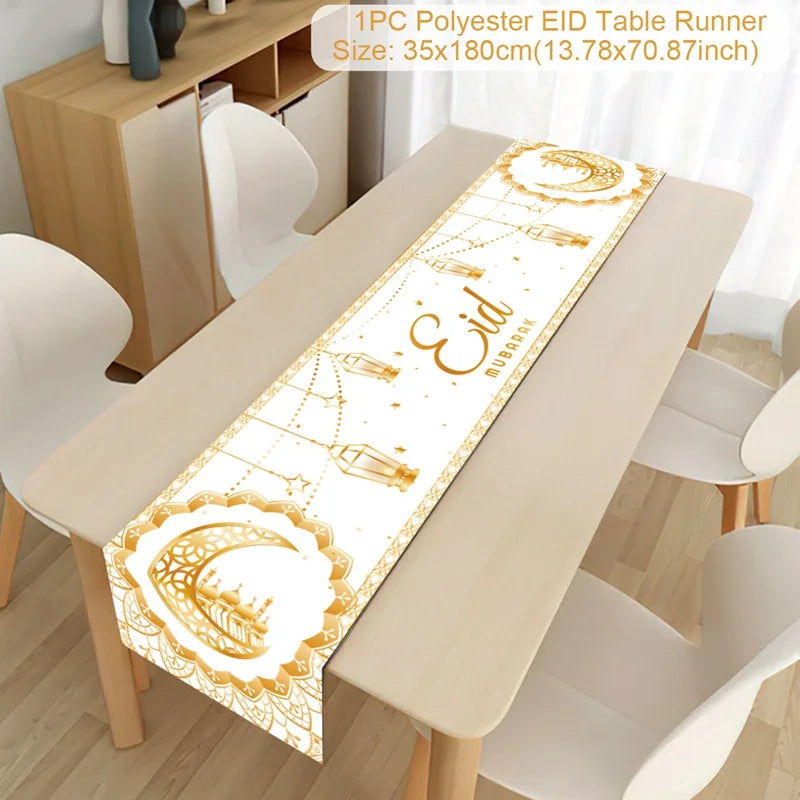 Ramadan Decoration Table Runner EID Mubarak Decor 2025 Home Tablecloth Ramadan Kareem Islamic Muslim Party Eid Al-Fitr Gifts