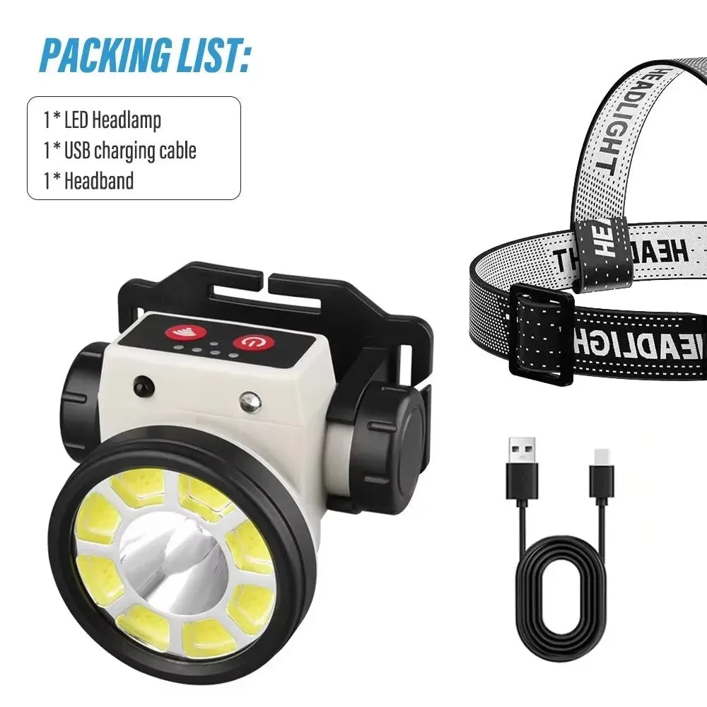 Super Bright LED Rechargeable Headlamp – High-Power Outdoor Flashlight
Perfect for Camping, Fishing, Hiking, and Emergency Use