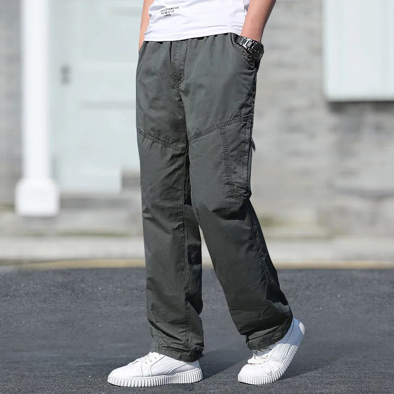 Men's Cargo Pants – Outdoor Casual Cotton Sweatpants, Lightweight and Comfortable, Multi-Pocket Work Style