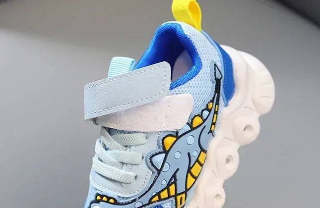 LED Light-Up Kids Sneakers – Breathable Mesh Cartoon Shoes for Boys & Girls