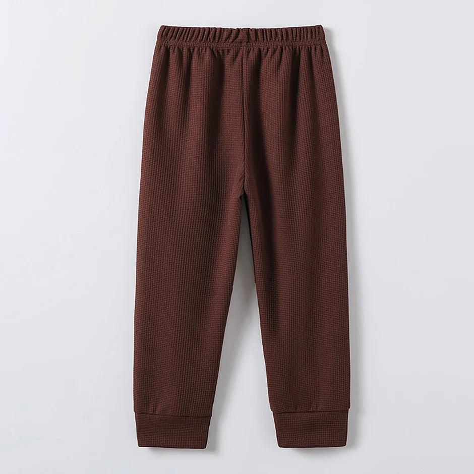 1/3-Piece Autumn & Winter Waffle Knit Sweatpants for Boys & Girls – Solid Color, Casual & Sporty