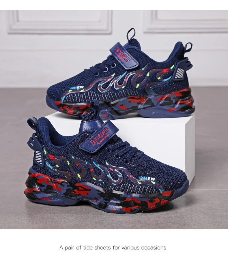 Kids Running Sneakers – Breathable Mesh Casual Shoes for Boys (Ages 7–12)