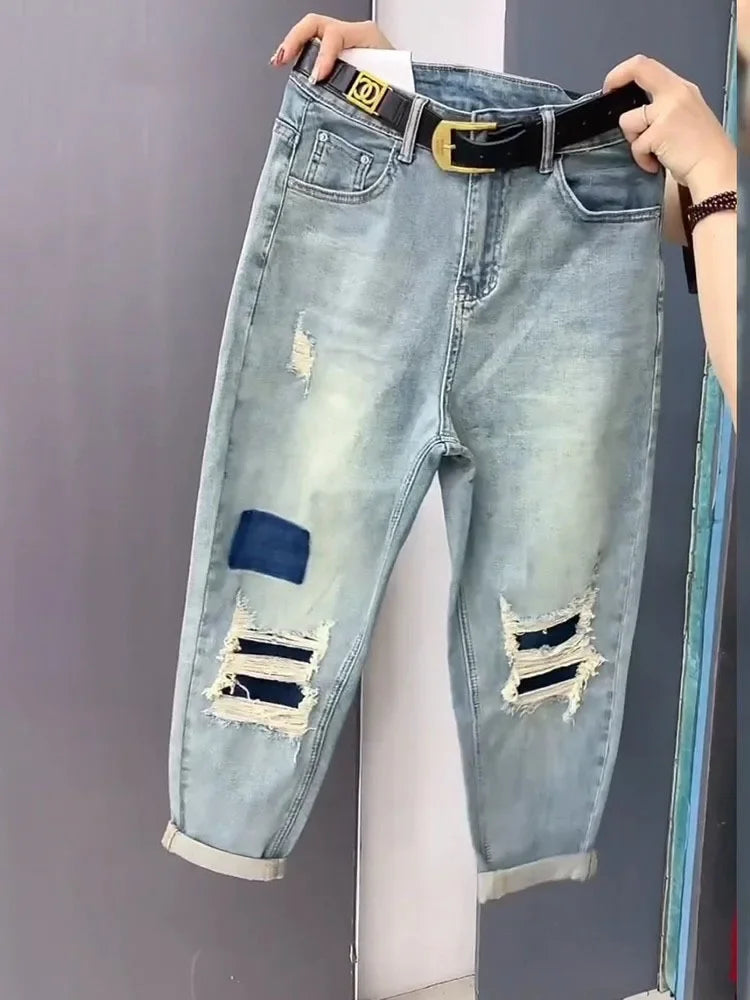 2024 NEW Spring Autumn High Waist Straight Jeans Loose Fit Stretch Jeans Pants