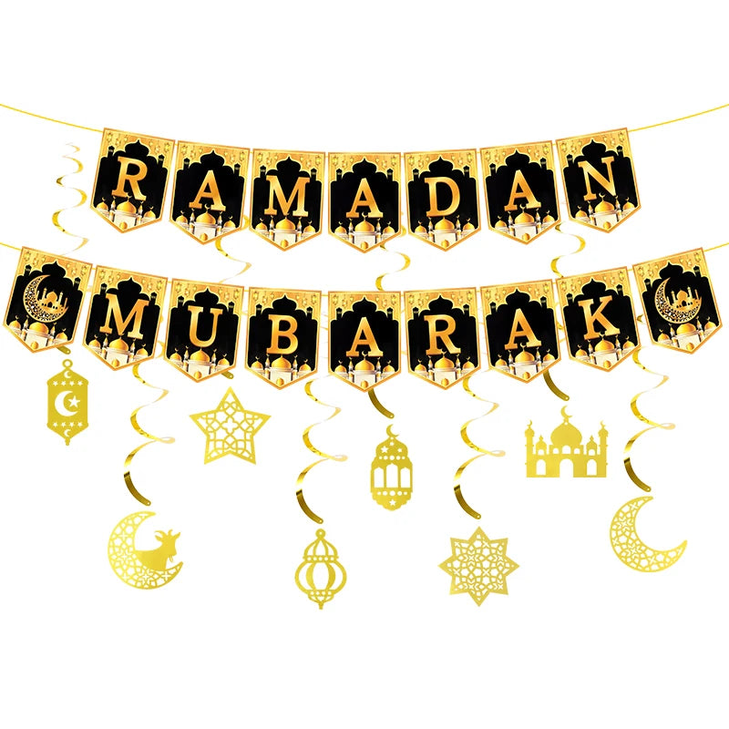2025 Eid Mubarak Decor Banner Ramadan Mubarak Banner Ramadan Kareem Decoration for Home Islamic Muslim Party Eid Al Adha
