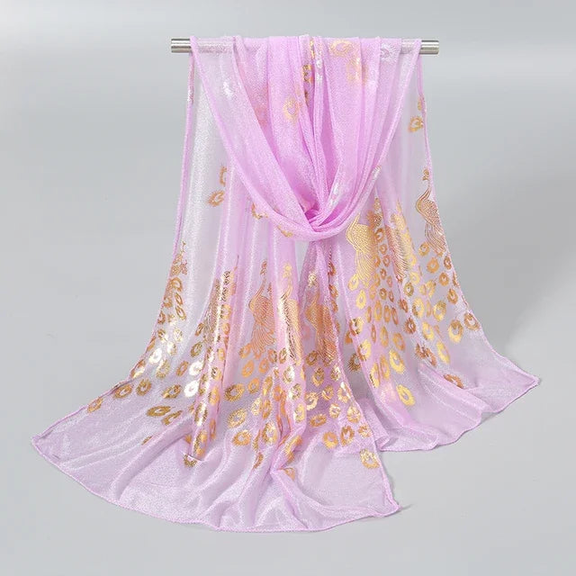 Women Glitter Thin Muffler Solid Colour  Elegant Chiffon Scarf Long Scarves Wrap Shawl