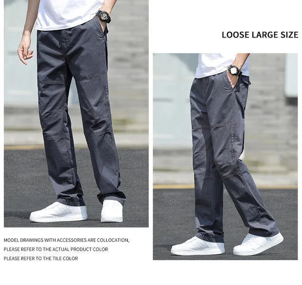 Men's Cargo Pants – Outdoor Casual Cotton Sweatpants, Lightweight and Comfortable, Multi-Pocket Work Style