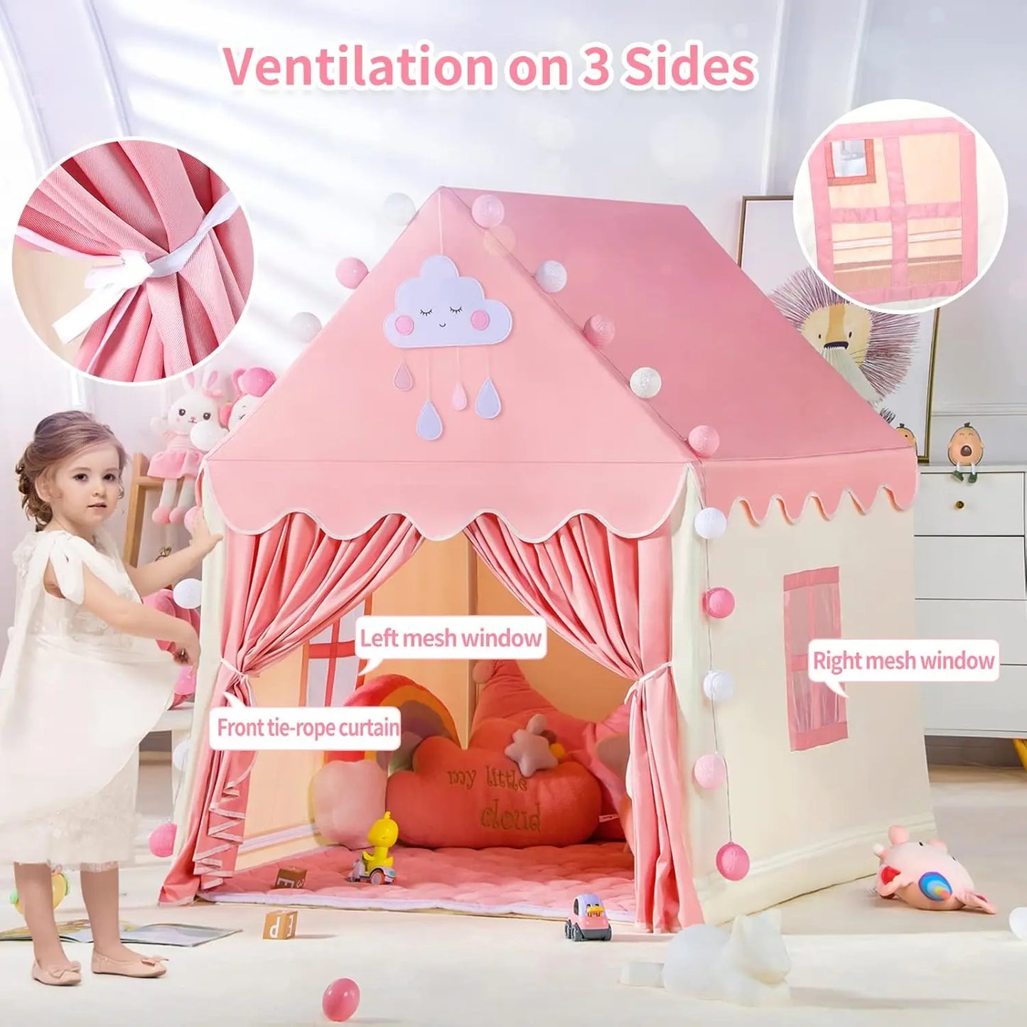 Princess Play Tent Children Castle House Child Room Cartoon Indoor Outdoor Playhouse Folding Decor Tent Toy Christmas Gift Girls