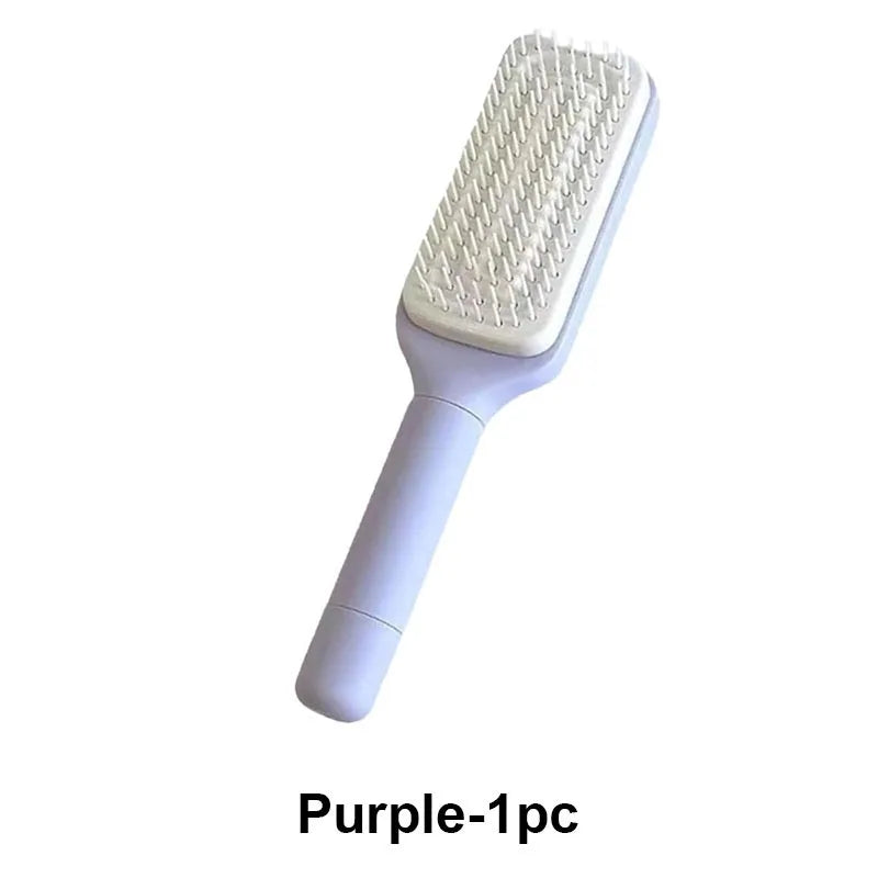 Exclusive Self-Cleaning Hairbrush with Retractable Bristles – Anti-Static Scalp Massager & Easy Hair Removal Comb