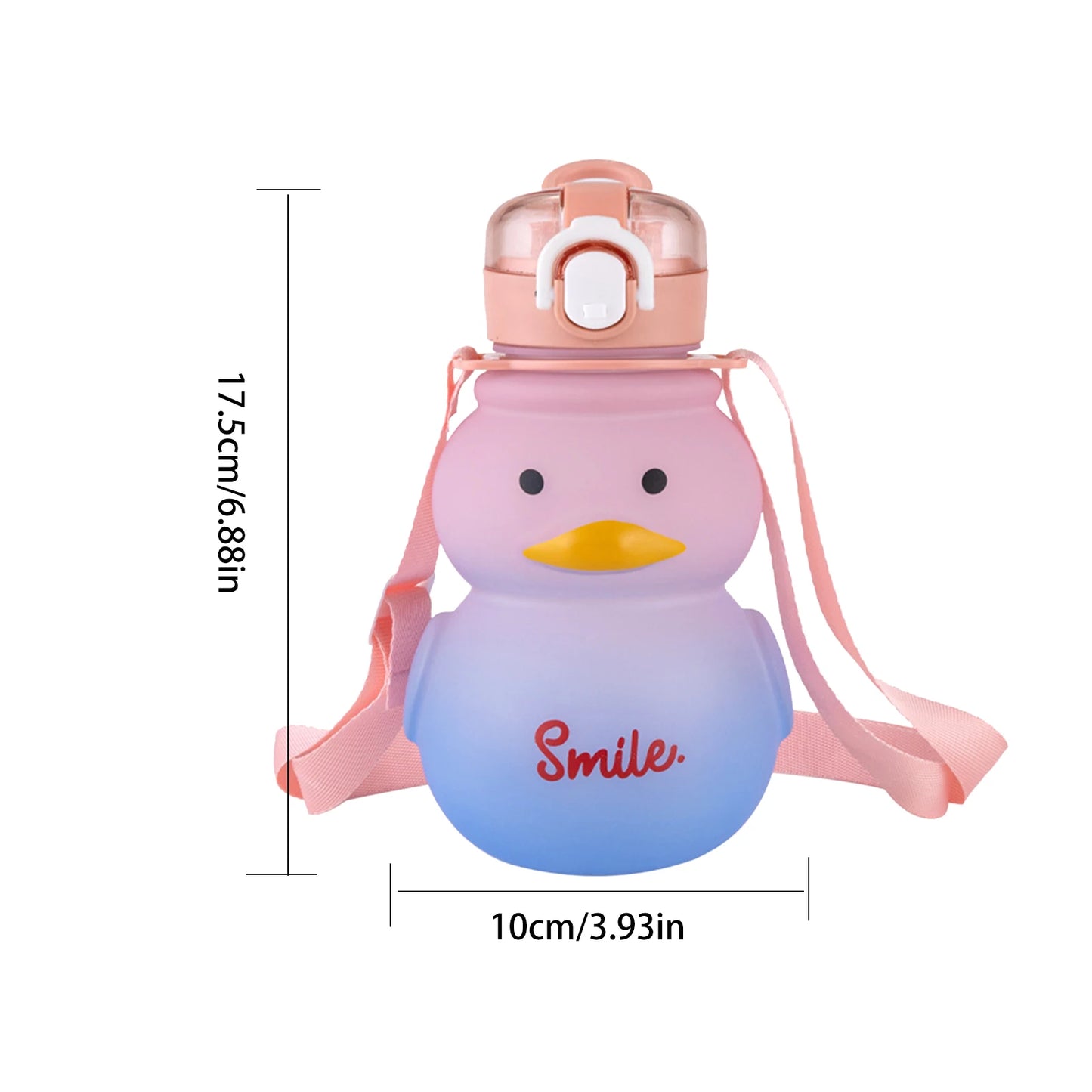 650ml Cute Water Bottle with Straw Portable Children's Kawaii Duck Kettle Summer Large Capacity Plastic Drinking Cup