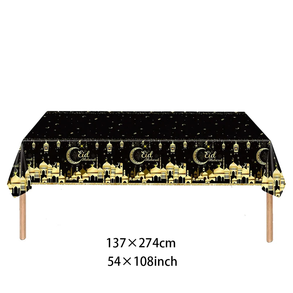 Muslim Islamic Festival Eid Mubarak Napkins Plates Cups Tablecloth Ramadan Kareem Decorations Eid Mubarak party supplies