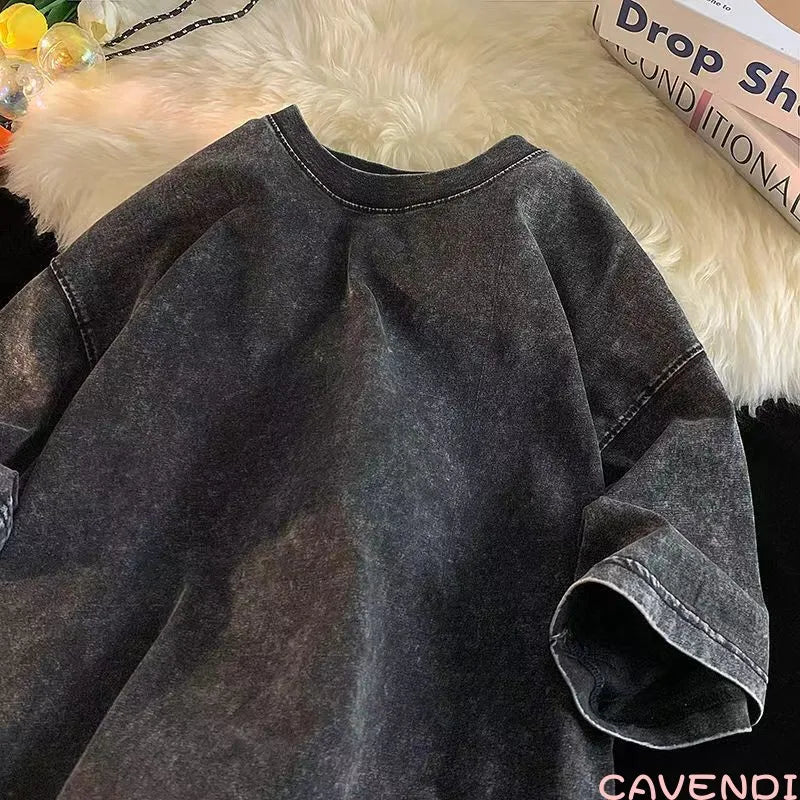 New Vintage Washed Men's T-Shirts – Streetwear Hip Hop Retro Punk Style, Harajuku Casual Cotton Short Sleeve Couple Tops for Women and Men