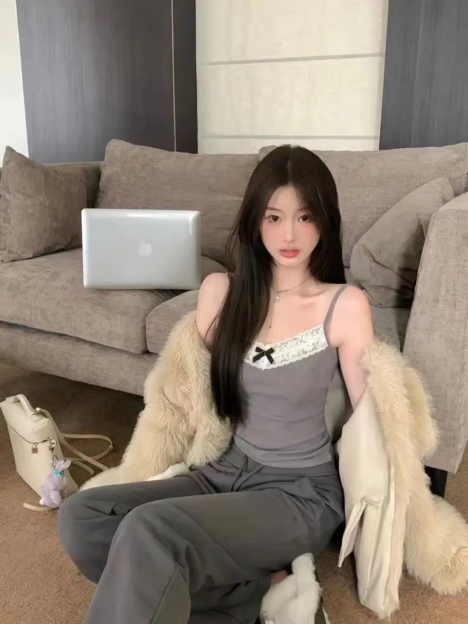 Women Camisole Tank Tops Bow Sleeveless Corset Top with Chest Pad Sweet Lace Patchwork Crop Slim Elegant Lady’s Camis