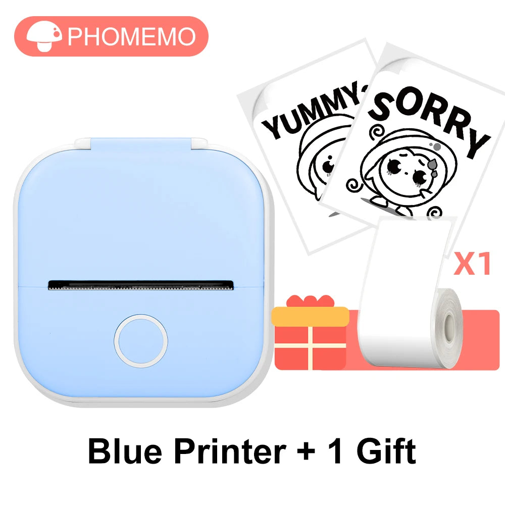 Phomemo T02 Wireless Mini Thermal Printer – Portable Bluetooth Pocket Printer, 203 DPI, Inkless Photo & Label Printing for iOS & Android – Ideal for Notes, Memos, Journals, Crafts