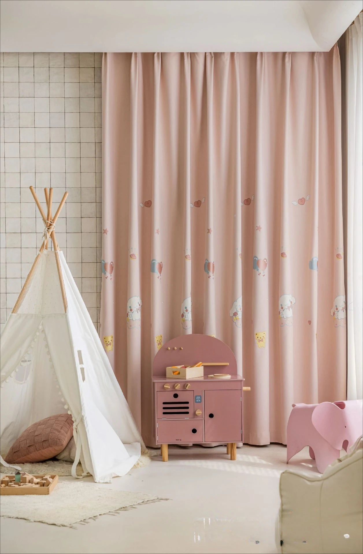 Modern Simple Playful Cartoon Printed Curtains Cute Little Dog Embroidery Blackout for Girls' Rooms Children's Rooms Curtains