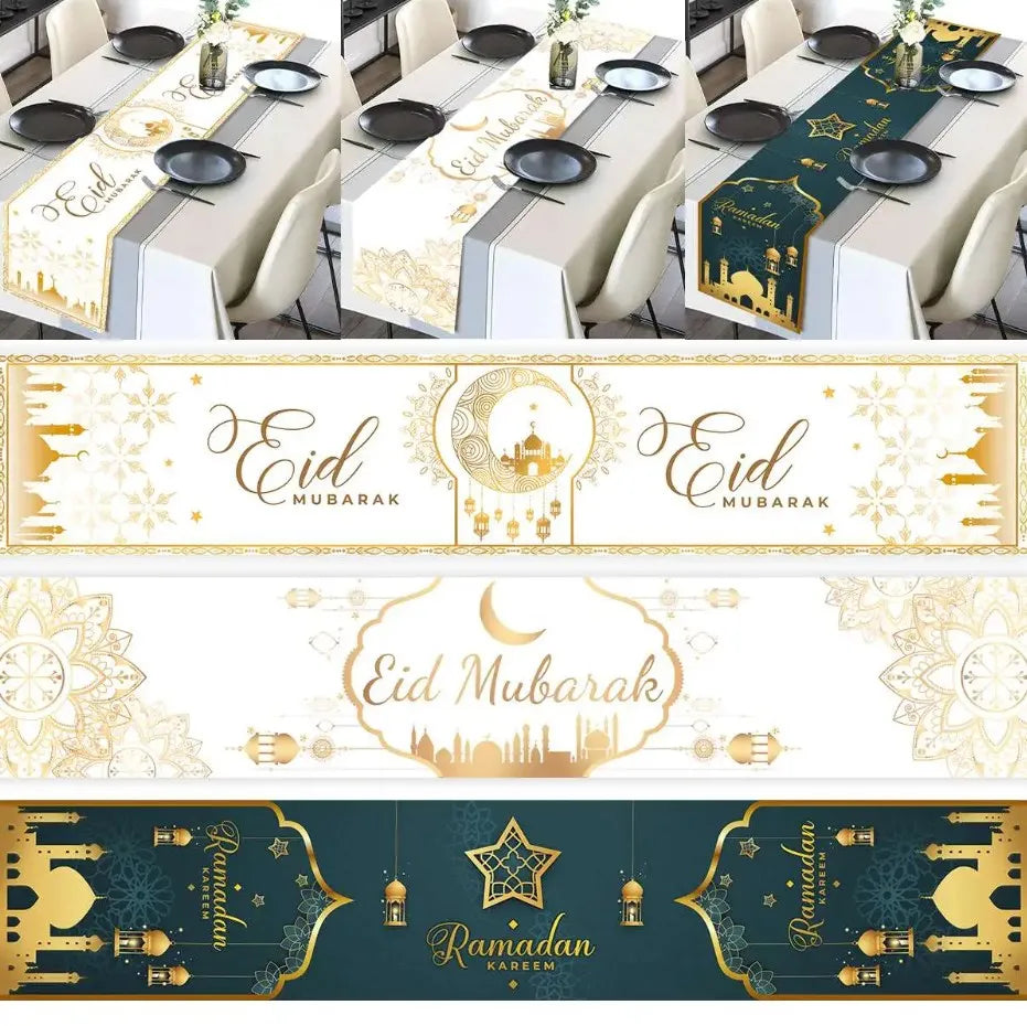 Ramadan Decoration Table Runner EID Mubarak Decor 2025 Home Tablecloth Ramadan Kareem Islamic Muslim Party Eid Al-Fitr Gifts