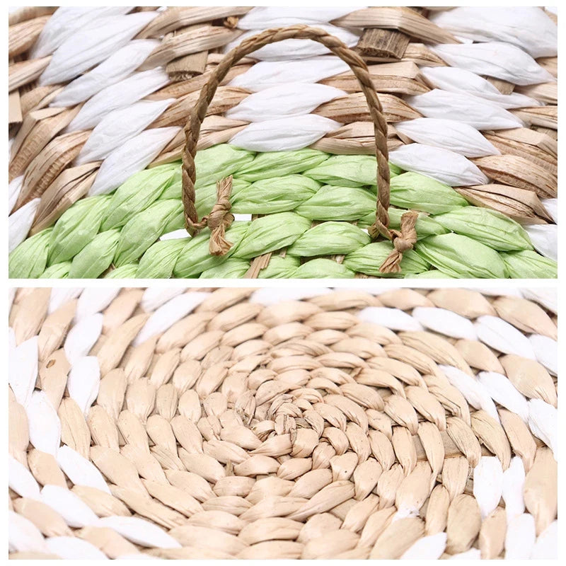 Straw Woven Tray Wall Decor Hanging Plate Round Fruit Storage Basket Bohemian Home Decoration Rattan DIY Crafts Gifts