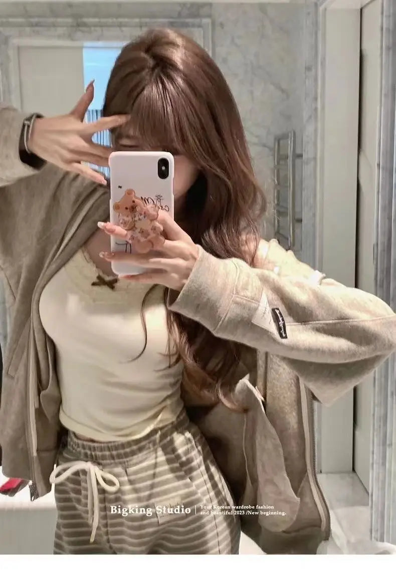 Women Camisole Tank Tops Bow Sleeveless Corset Top with Chest Pad Sweet Lace Patchwork Crop Slim Elegant Lady’s Camis