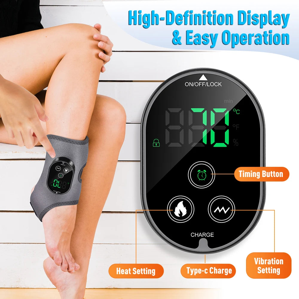 Smart Heated Foot & Ankle Massager – Adjustable Compression & Multi-Speed Vibration for Relaxation and Recovery