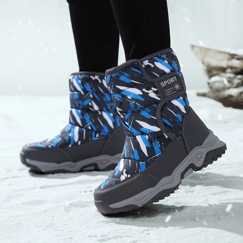 Kids Winter Snow Boots – Warm Plush-Lined Waterproof Ankle Boots for Boys & Girls | Non-Slip Outdoor Footwear for Cold Weather