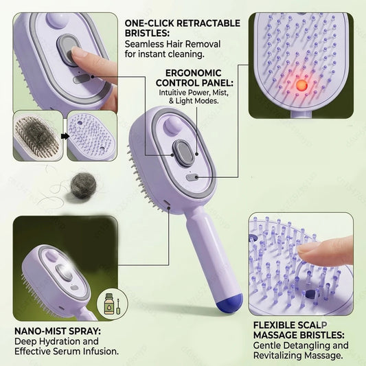 Plastic Hair Brush with Spray Feature
