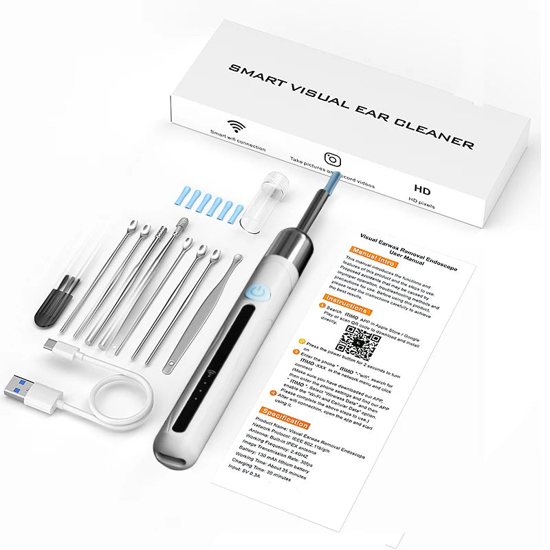WiFi Visual Ear Cleaner with 1080P HD Camera – Ear Wax Removal Kit with 6 LED Lights, 4.2mm Ear Pick, Waterproof, Compatible with iPhone & Android, Includes Storage Case