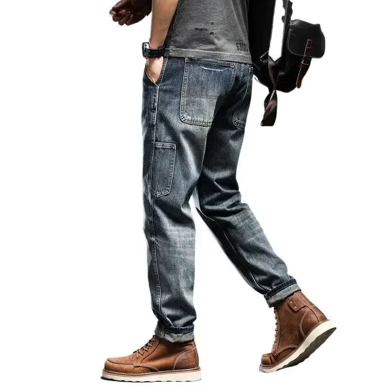 High Quality Male Cowboy Pants Retro Washed Straight Jeans For Men Plus Size Trousers Comfortable Xs Wide Leg Denim Kpop Cheap