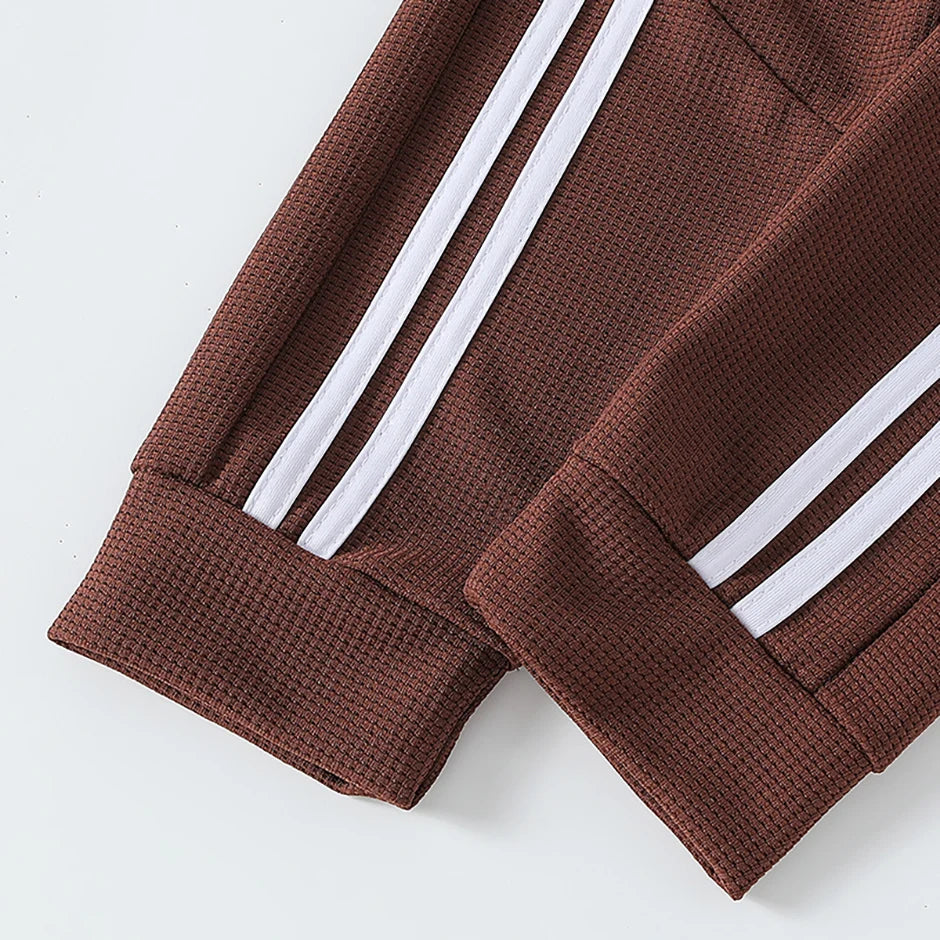1/3-Piece Autumn & Winter Waffle Knit Sweatpants for Boys & Girls – Solid Color, Casual & Sporty