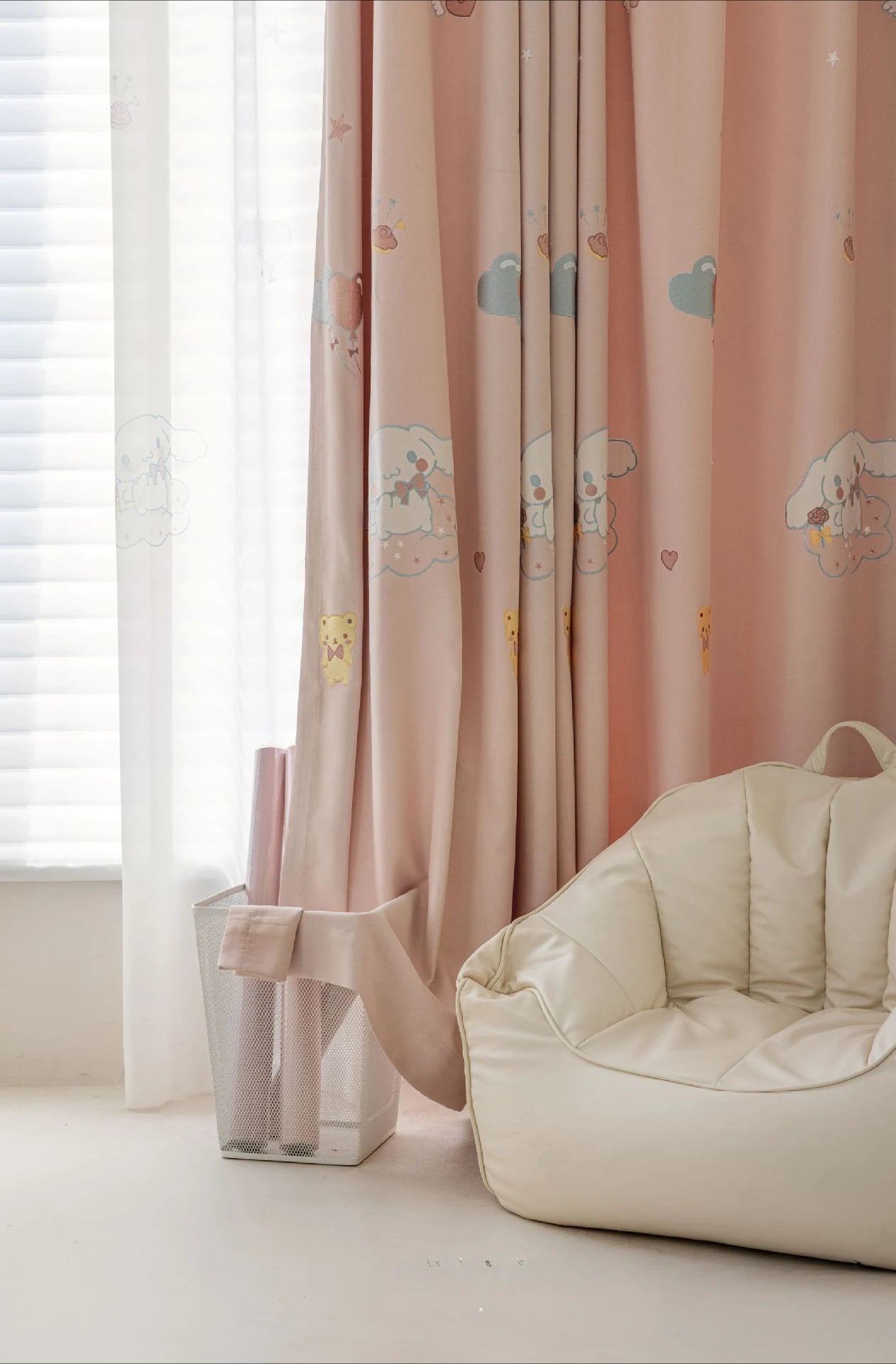 Modern Simple Playful Cartoon Printed Curtains Cute Little Dog Embroidery Blackout for Girls' Rooms Children's Rooms Curtains