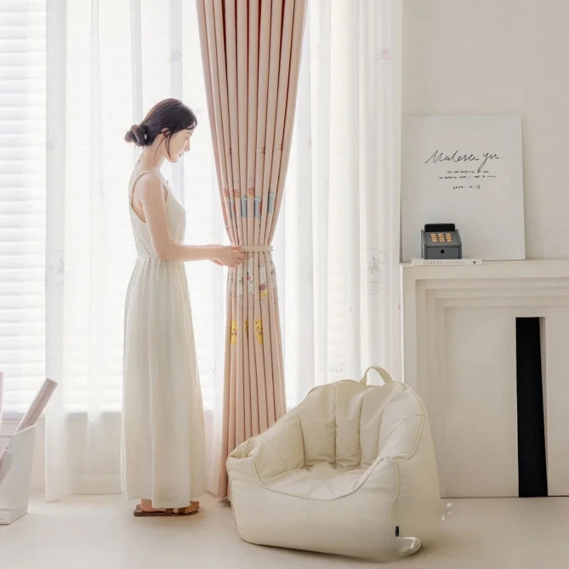 Modern Simple Playful Cartoon Printed Curtains Cute Little Dog Embroidery Blackout for Girls' Rooms Children's Rooms Curtains