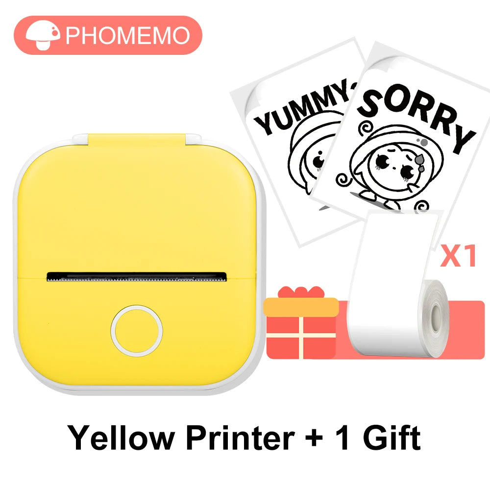 Phomemo T02 Wireless Mini Thermal Printer – Portable Bluetooth Pocket Printer, 203 DPI, Inkless Photo & Label Printing for iOS & Android – Ideal for Notes, Memos, Journals, Crafts