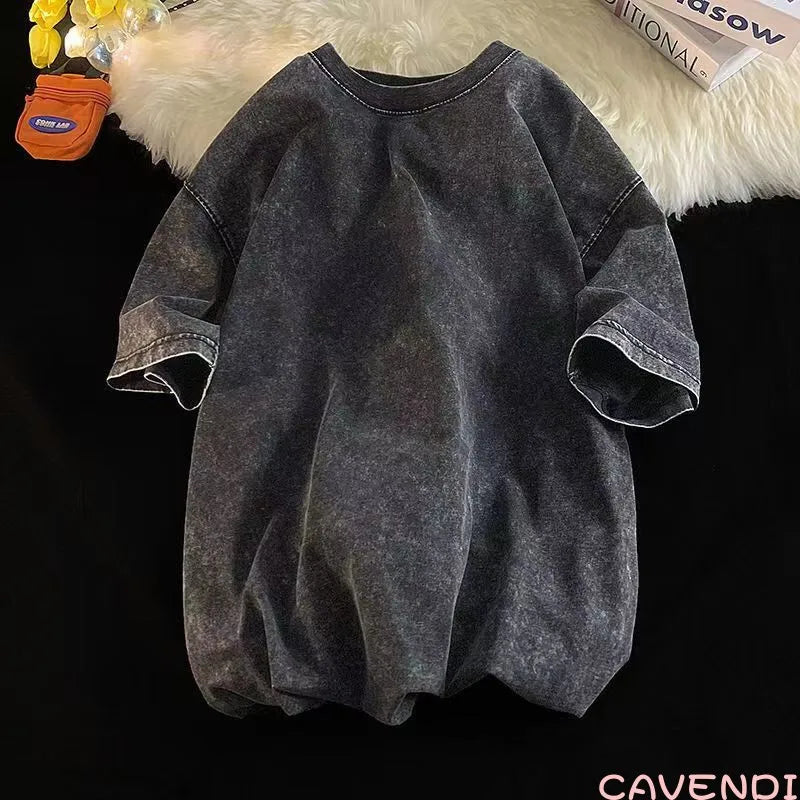 New Vintage Washed Men's T-Shirts – Streetwear Hip Hop Retro Punk Style, Harajuku Casual Cotton Short Sleeve Couple Tops for Women and Men