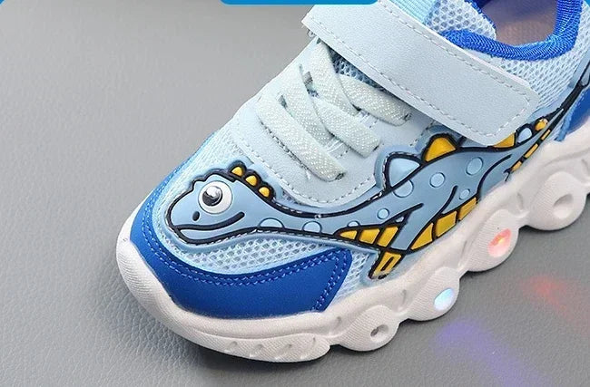LED Light-Up Kids Sneakers – Breathable Mesh Cartoon Shoes for Boys & Girls