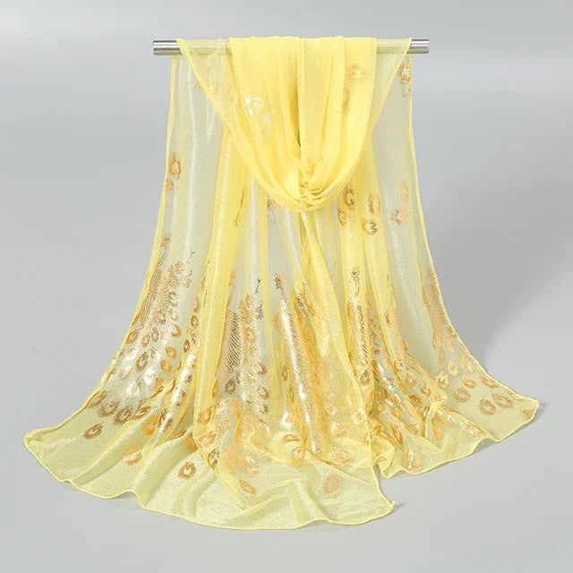 Women Glitter Thin Muffler Solid Colour  Elegant Chiffon Scarf Long Scarves Wrap Shawl