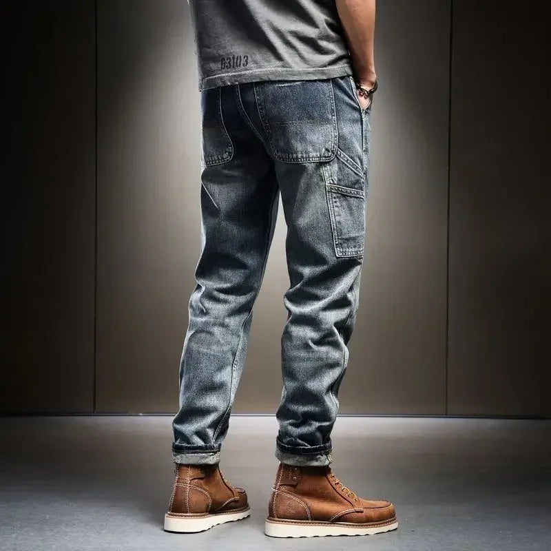 High Quality Male Cowboy Pants Retro Washed Straight Jeans For Men Plus Size Trousers Comfortable Xs Wide Leg Denim Kpop Cheap