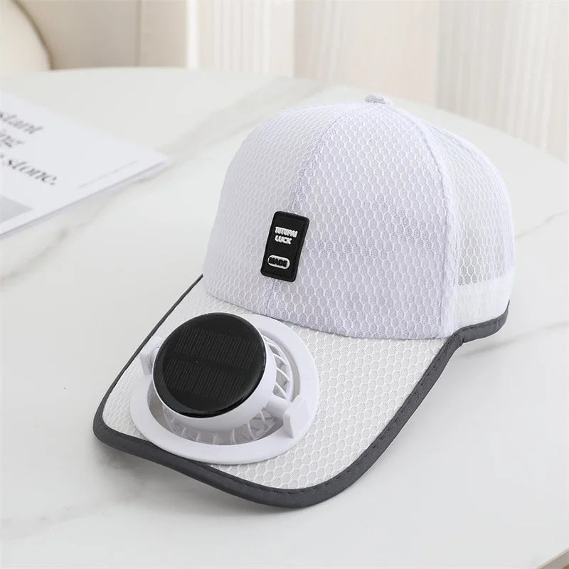Solar Fan Baseball Cap with USB Charging — Unisex Outdoor Hat