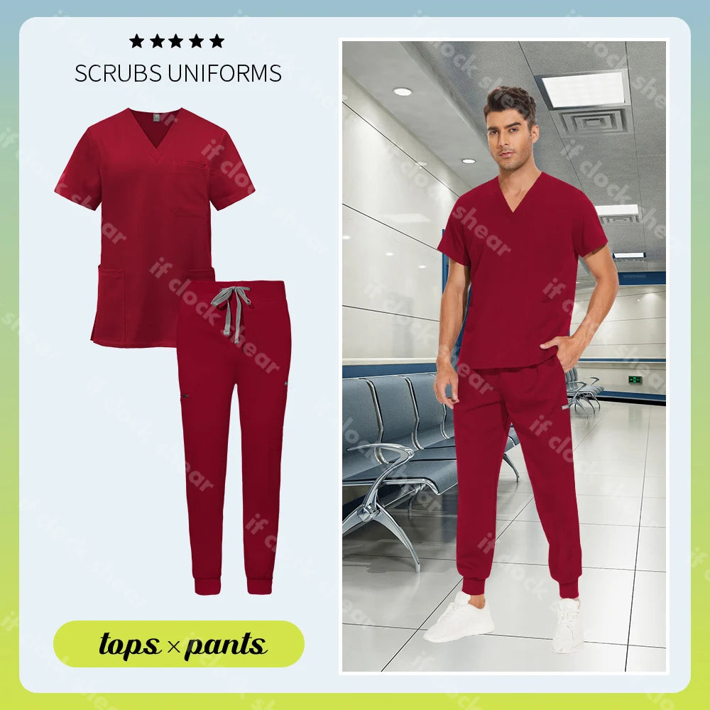 Unisex Surgical Uniform Nurse Accessories Pet Clinic Veterinary Scrub Uniform Dental Hospital Work Clothing Medical Nursing Suit