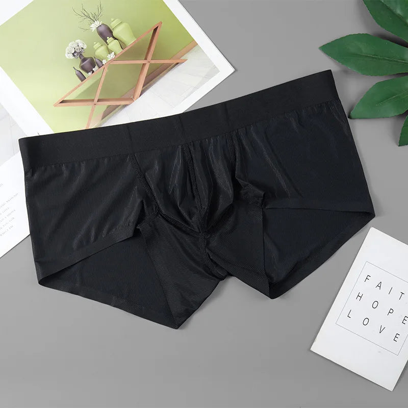 Men’s Ultra-Thin Ice Silk Boxer Shorts – Seamless, Breathable, Quick-Dry Underwear