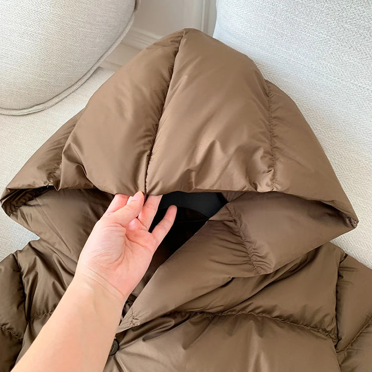 Women's Winter Jackets Ultra Light Warm Puffer Jacket With Belt Plus Size Hooded Female Jacket