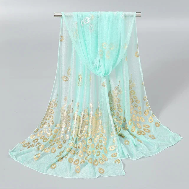 Women Glitter Thin Muffler Solid Colour  Elegant Chiffon Scarf Long Scarves Wrap Shawl