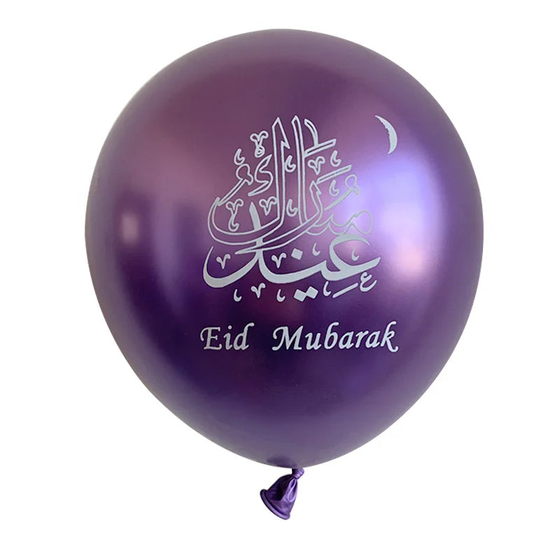 10pcs Eid Mubarak Latex Balloons Chrome Metal Gold Silver 10inch Balloon Ramadan Kareem Decoration Muslim Islamic Party Supplies