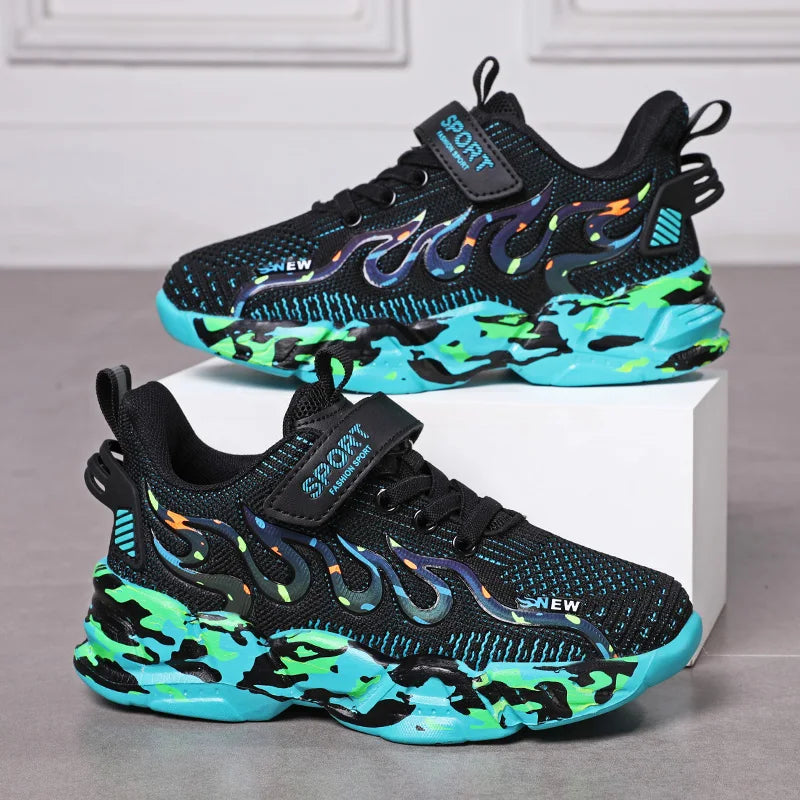 Kids Running Sneakers – Breathable Mesh Casual Shoes for Boys (Ages 7–12)