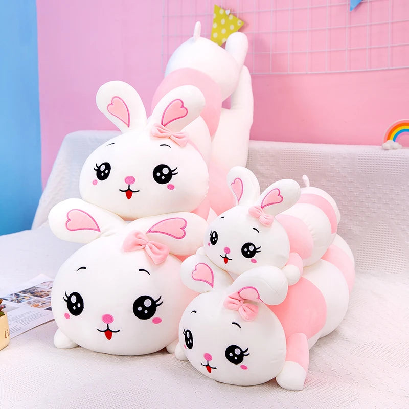 70-130cm Cute Soft Caterpillar Rabbit Plush Toys Nap Stuffed Animal Pillow Home Comfort Cushion Christmas Gift Doll Kids
