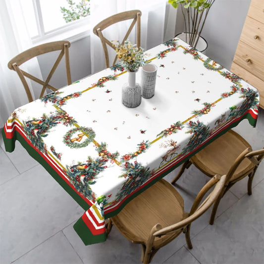 Waterproof & Oil-Proof Christmas Tablecloth – Elegant Round or Rectangular Holiday Decoration for Dining Tables